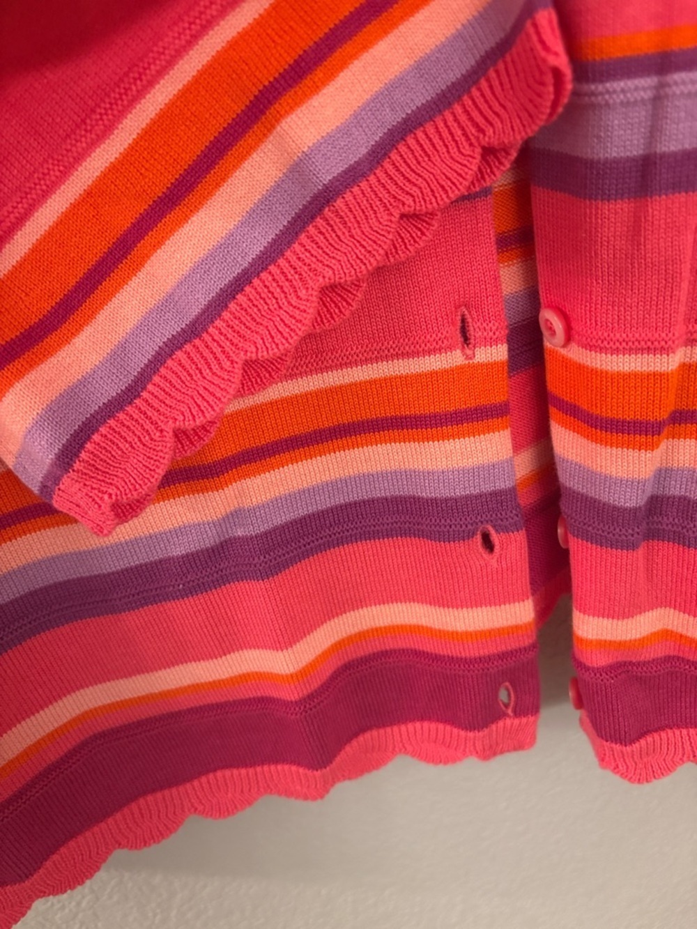 Talbots Pink, Purple & Orange Striped Button-Front Top - Picture 3 of 5